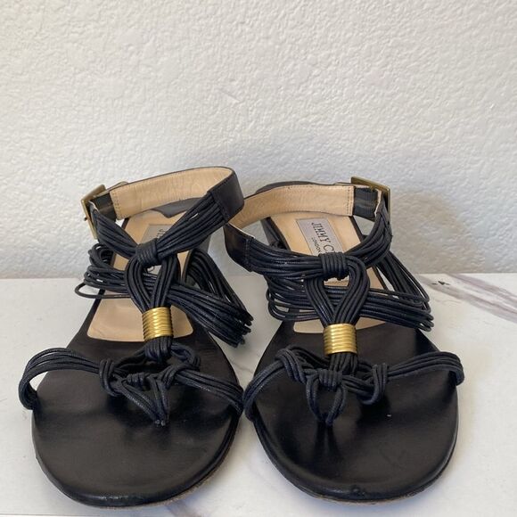 Jimmy Choo Black buckle ankle strap wedge sandals - Picture 3 of 10